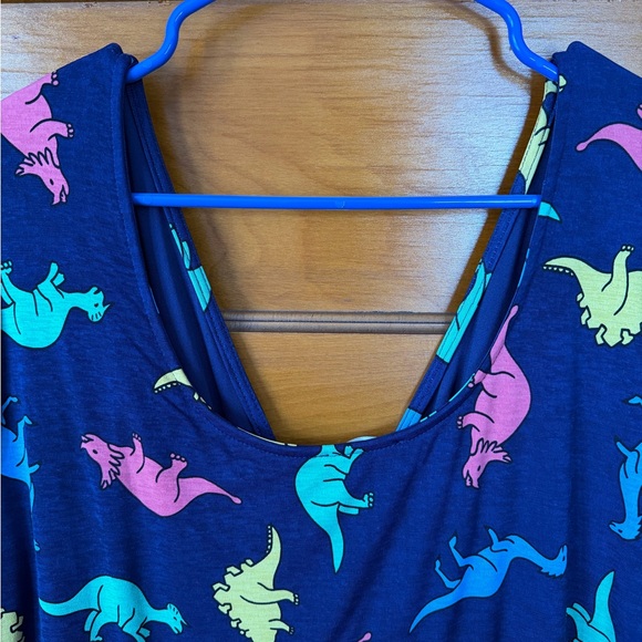 Modcloth Asymmetrical Dress with Dinosaur Print - Blue, Yellow, Pink - Picture 8 of 8
